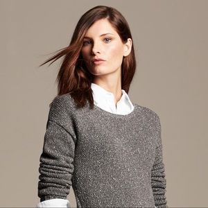 Banana Republic marled zip hem boyfriend sweater